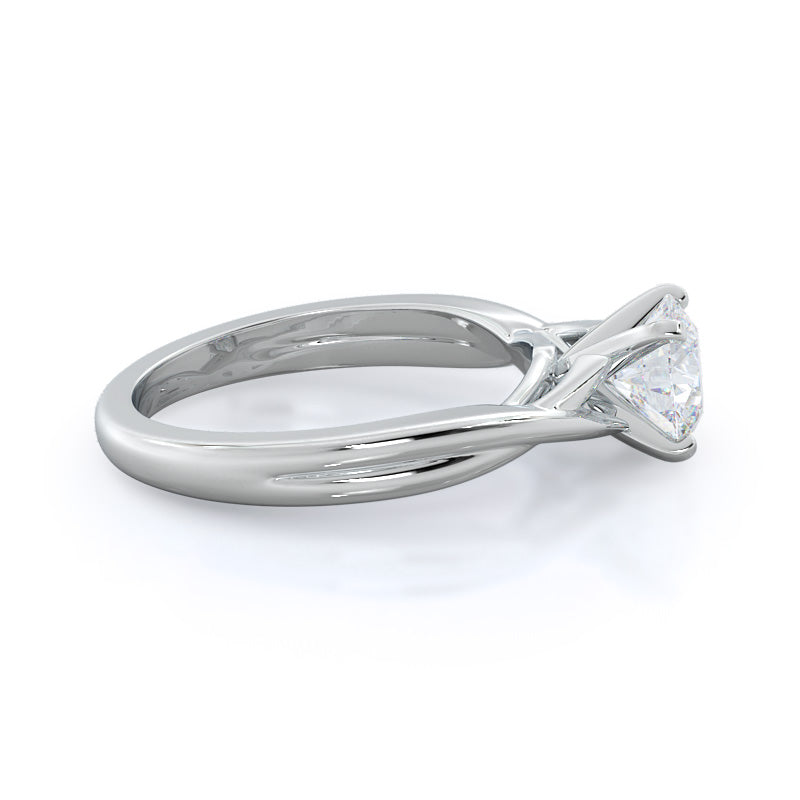 Round Cut Fine Cathedral Twist Diamond Engagement Ring with Lab Grown Diamond in 14KT Platinum view 3

