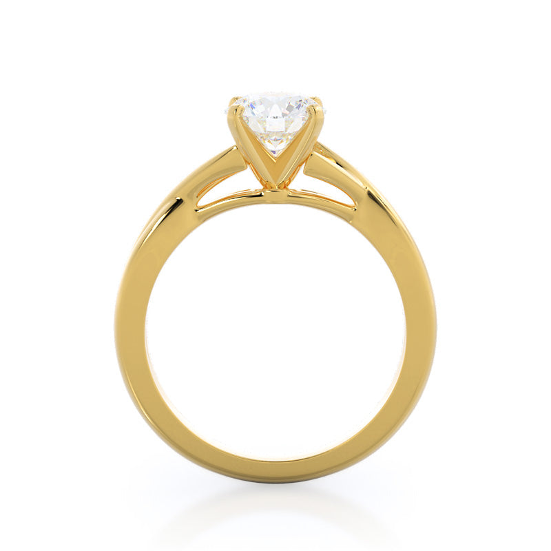 Round Cut Fine Cathedral Twist Diamond Engagement Ring with Lab Grown Diamond in 14KT Yellow Gold view 2
