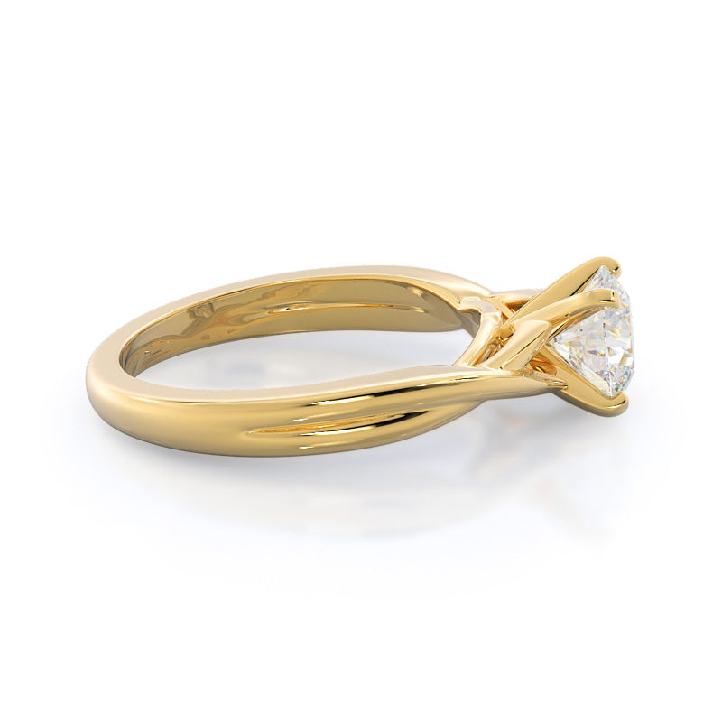 Round Cut Fine Cathedral Twist Diamond Engagement Ring with Lab Grown Diamond in 14KT Yellow Gold view 3
