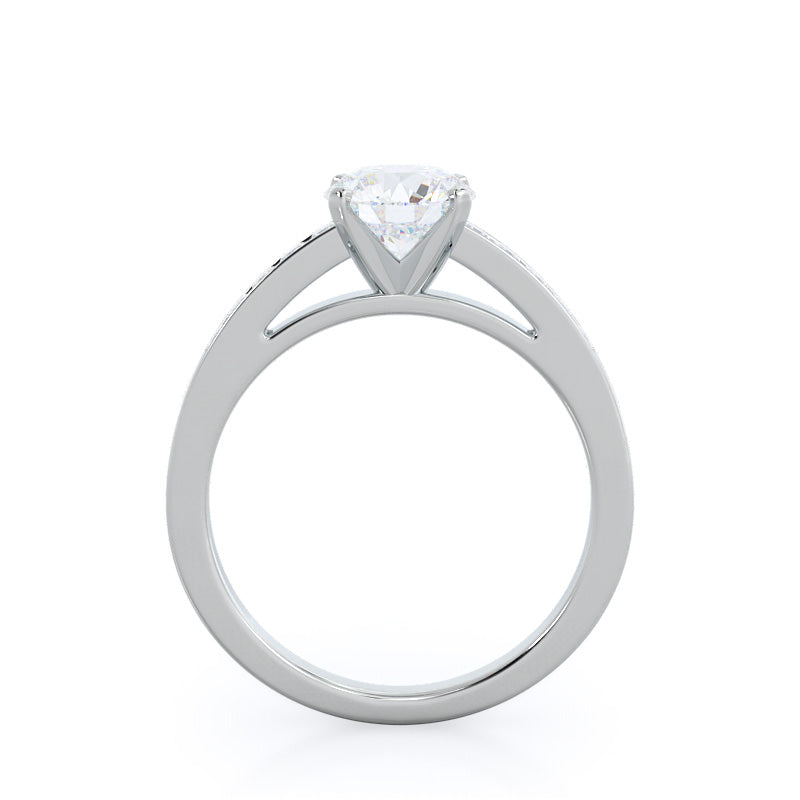 Round Cut Channel Set Princess Engagement Ring with Lab Grown Diamond in 14KT Platinum view 2
