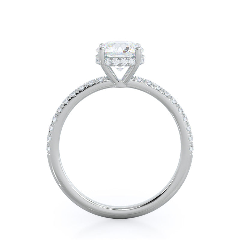 2.17ct Round Diamond Basket Pave Engagement Ring with 2 3/8 Cut Diamond in 14KT Round view 2
