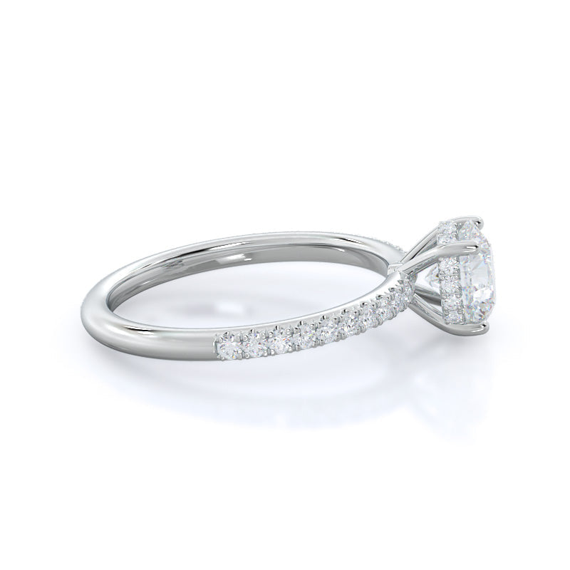2.17ct Round Diamond Basket Pave Engagement Ring with 2 3/8 Cut Diamond in 14KT Round view 3
