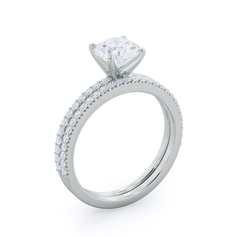 Asscher Cut French Cut Pave Lab Diamond Engagement Ring (E+ VVS+) with Lab Grown Diamond in 14KT Platinum view 4
