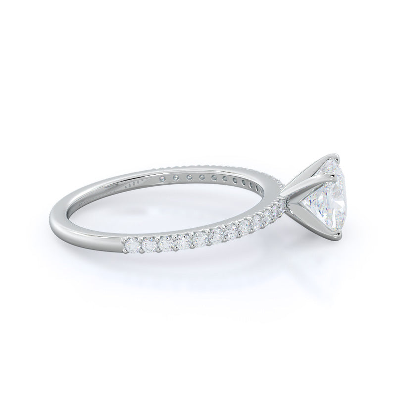 Cushion Cut French Cut Pave Lab Diamond Engagement Ring (E+ VVS+) with Lab Grown Diamond in 14KT Platinum view 3
