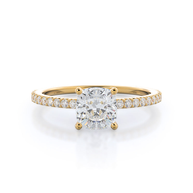 French Cut Pave Lab Diamond Engagement Ring