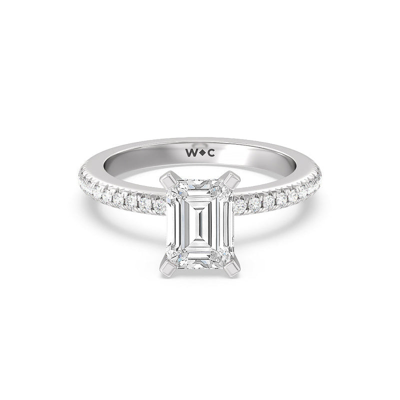 French Cut Pave Lab Diamond Engagement Ring