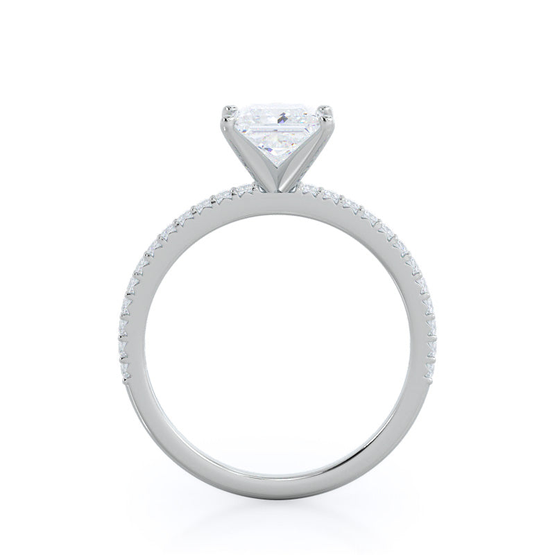 Princess Cut French Cut Pave Lab Diamond Engagement Ring (E+ VVS+) with Lab Grown Diamond in 14KT Platinum view 2
