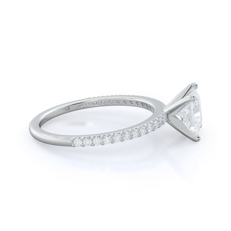 Princess Cut French Cut Pave Lab Diamond Engagement Ring (E+ VVS+) with Lab Grown Diamond in 14KT Platinum view 3
