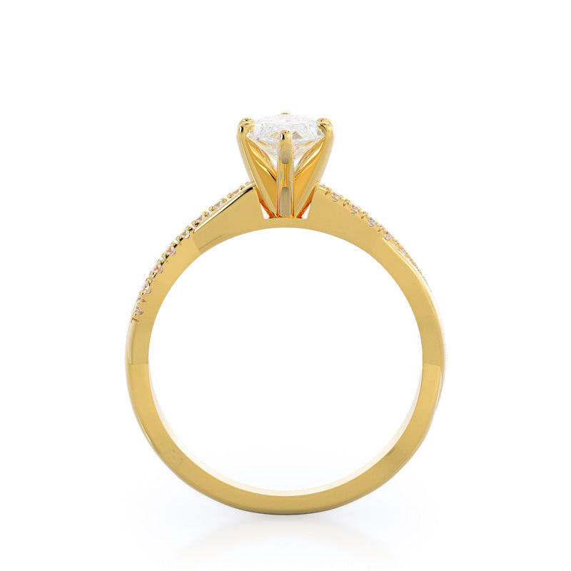 2.89ct Marquise Vine Diamond Lab Diamond Engagement Ring with 3 Cut Diamond in 14KT Marquise view 2
