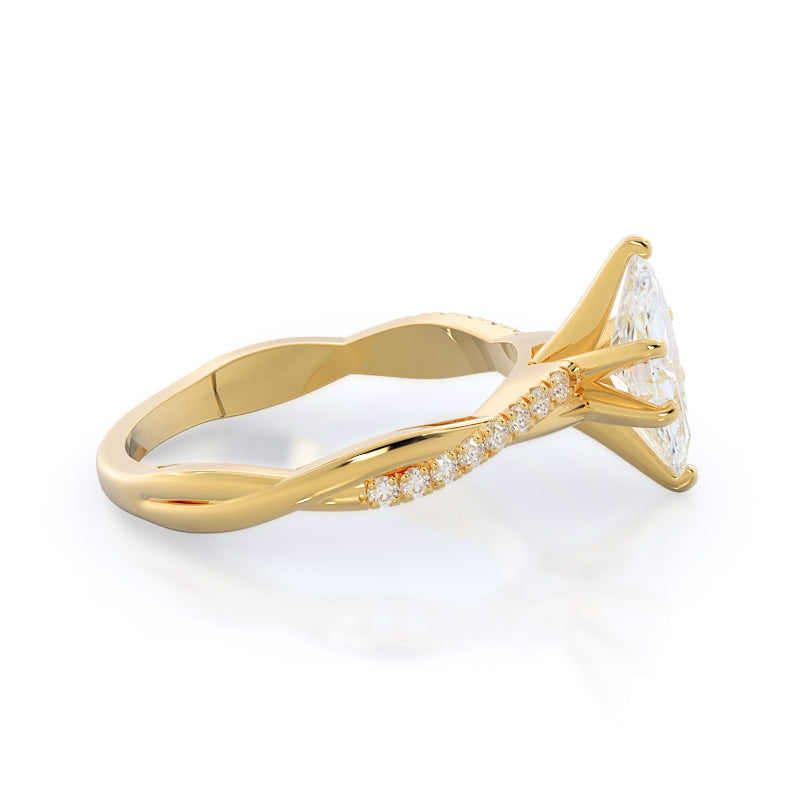 2.89ct Marquise Vine Diamond Lab Diamond Engagement Ring with 3 Cut Diamond in 14KT Marquise view 3
