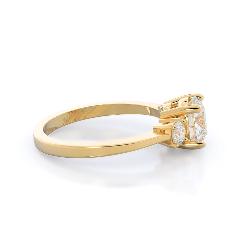 2.52ct Round Petite Three Stone Diamond Engagement Ring with 2 3/4 Cut Diamond in 14KT Round view 3
