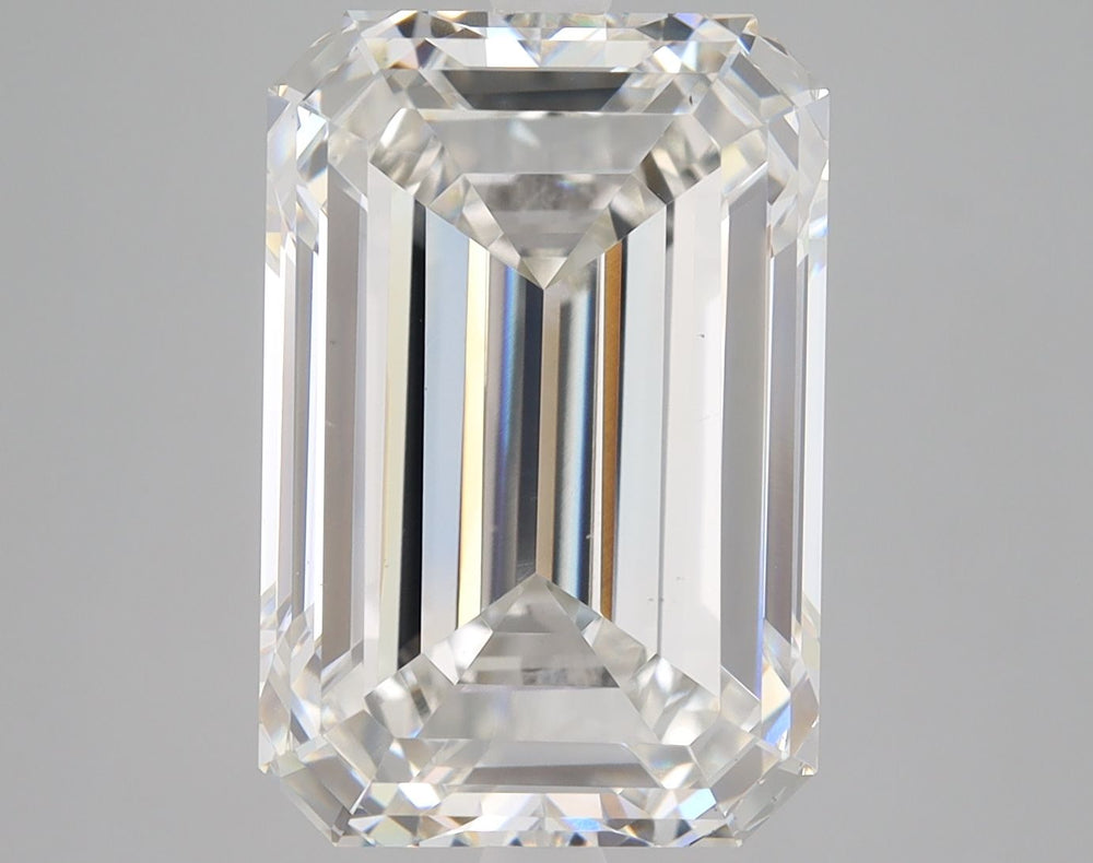 7.59 Carat Emerald Lab Diamond with  Cut Diamond in 14KT  view 1

