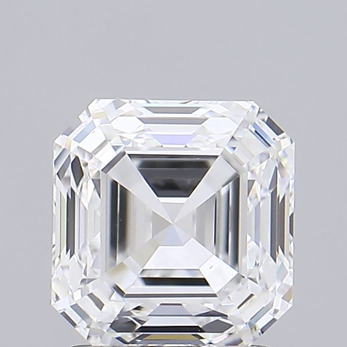 1.51 Carat Asscher Lab Diamond with  Cut Diamond in 14KT  view 1
