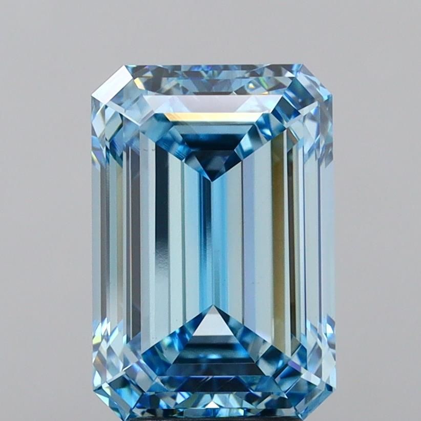 4.78 Carat Emerald Lab Diamond with  Cut Diamond in 14KT  view 1
