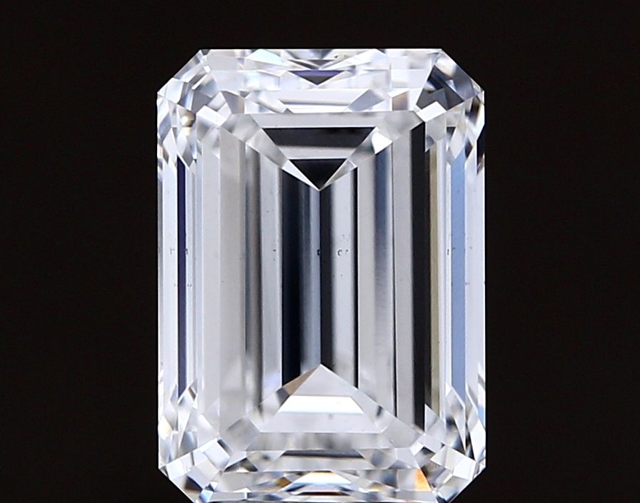 4.0 Carat Emerald Lab Diamond with  Cut Diamond in 14KT  view 1
