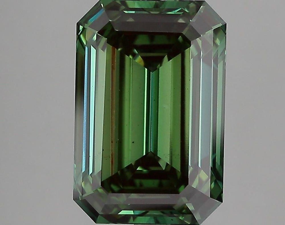 4.08 Carat Emerald Lab Diamond with  Cut Diamond in 14KT  view 1
