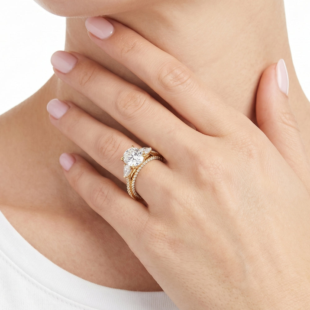 Round Cut The W Crest Engagement Ring with Lab Grown Diamond in 14KT Rose Gold view 5
