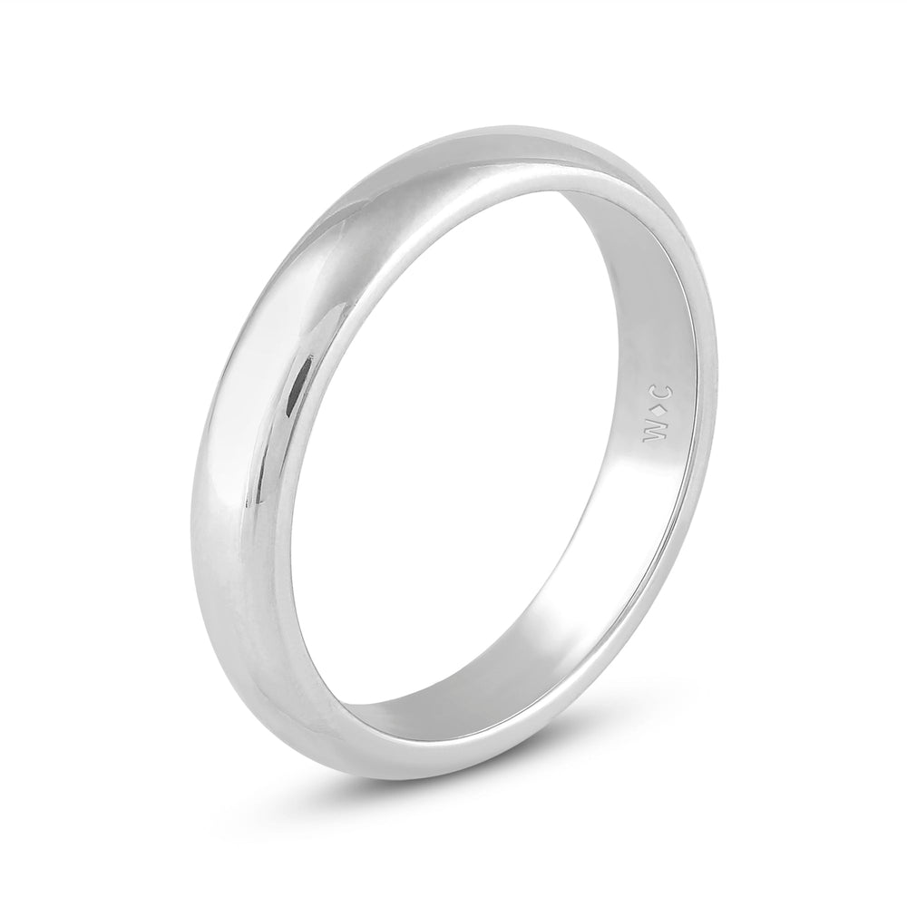 Men's Low Dome Comfort Fit Band with 18KT White Gold / 4 Cut Diamond in 14KT White Gold / 4 view 5
