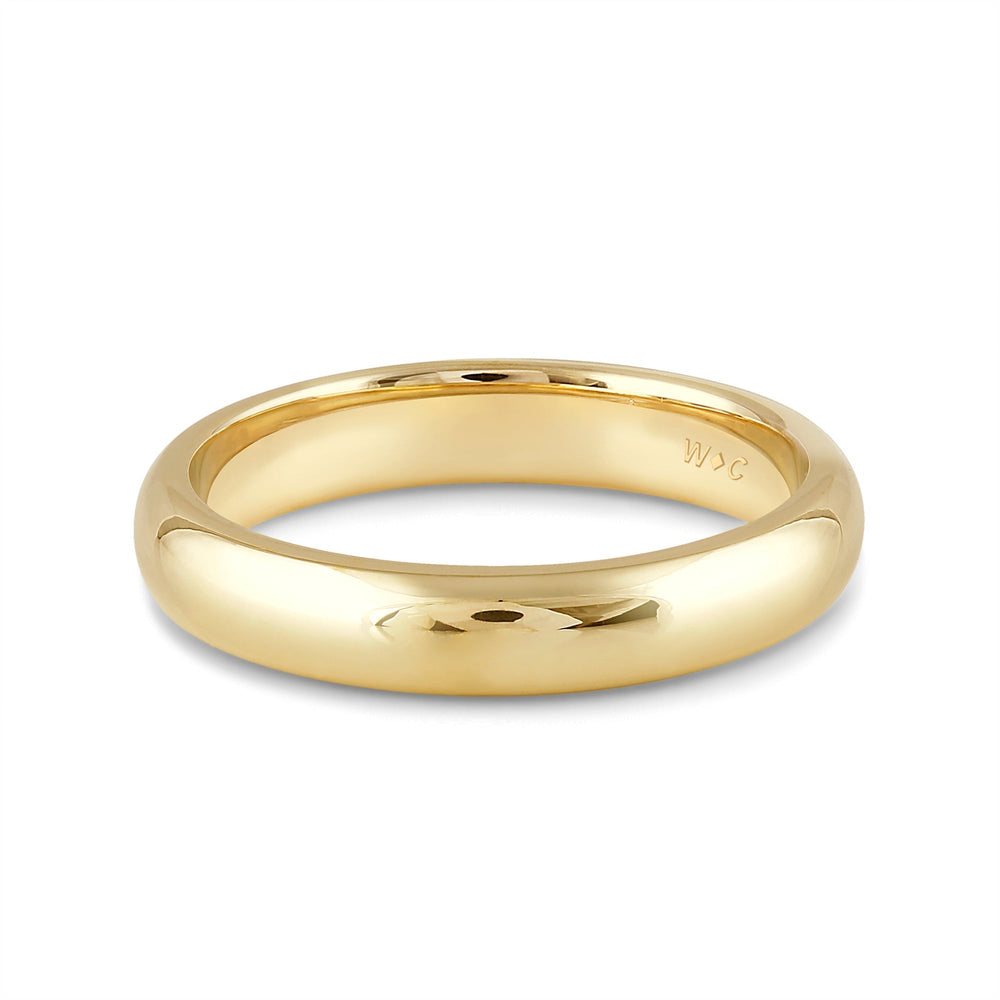 Men's Low Dome Comfort Fit Band with 18KT Yellow Gold / 4 Cut Diamond in 14KT Yellow Gold / 4 view 1
