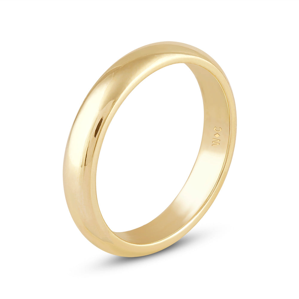 Men's Low Dome Comfort Fit Band with 18KT Yellow Gold / 4 Cut Diamond in 14KT Yellow Gold / 4 view 5
