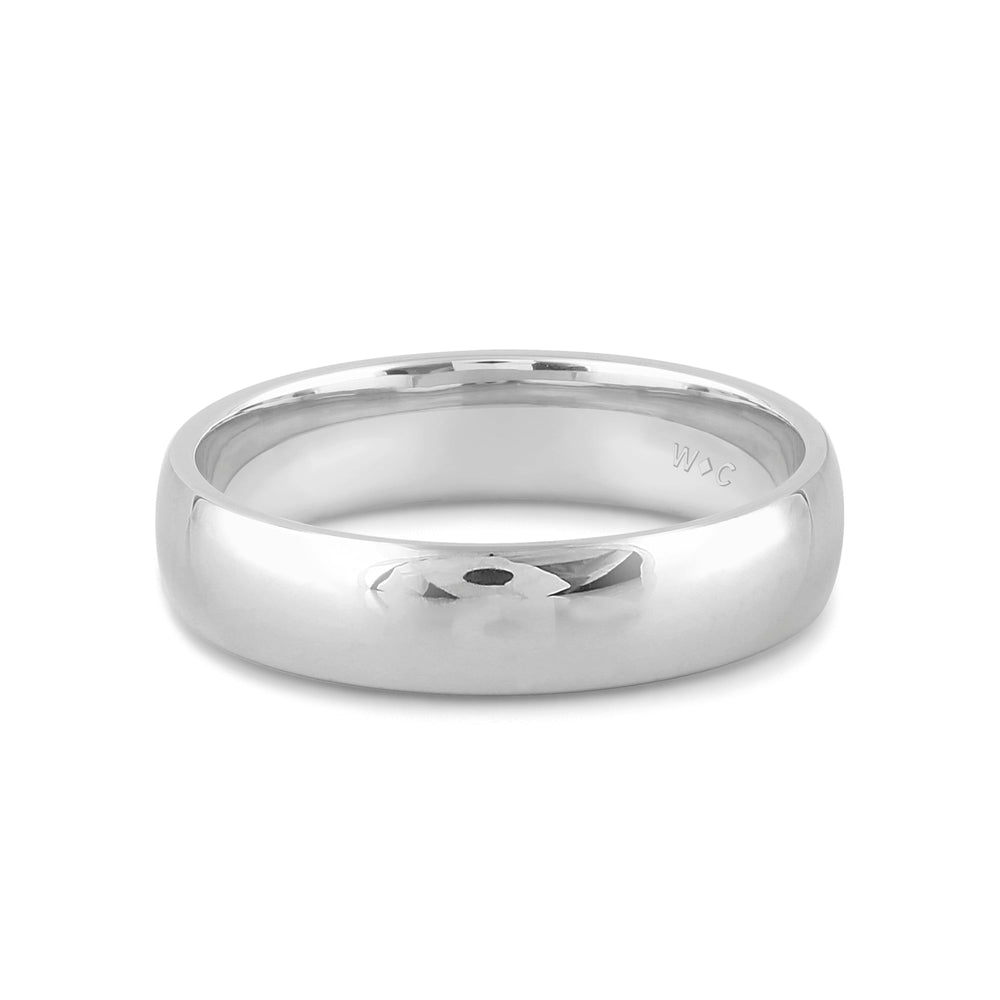Men's Low Dome Comfort Fit Band with 18KT White Gold / 5 Cut Diamond in 14KT White Gold / 5 view 1
