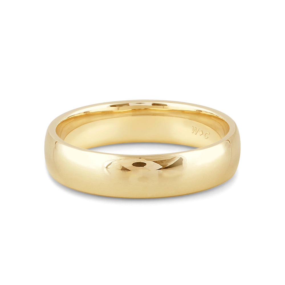 Men's Low Dome Comfort Fit Band with 18KT Yellow Gold / 5 Cut Diamond in 14KT Yellow Gold / 5 view 1
