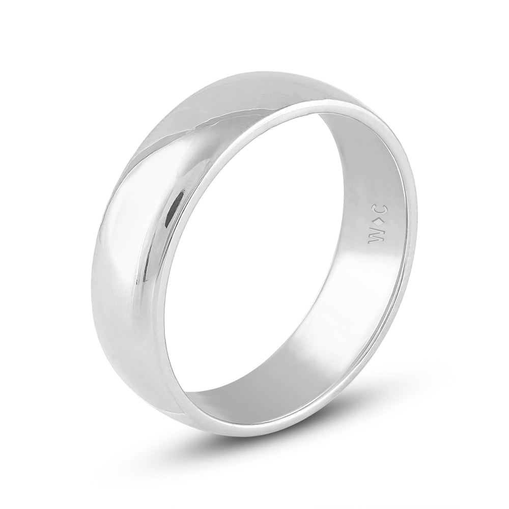 Men's Low Dome Comfort Fit Band with 18KT White Gold / 6 Cut Diamond in 14KT White Gold / 6 view 5
