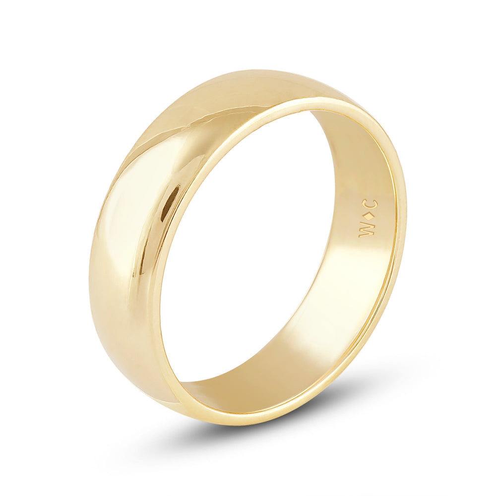 Men's Low Dome Comfort Fit Band Size 11 with 18KT Yellow Gold / 6 Cut Diamond in 14KT Yellow Gold / 6 view 4
