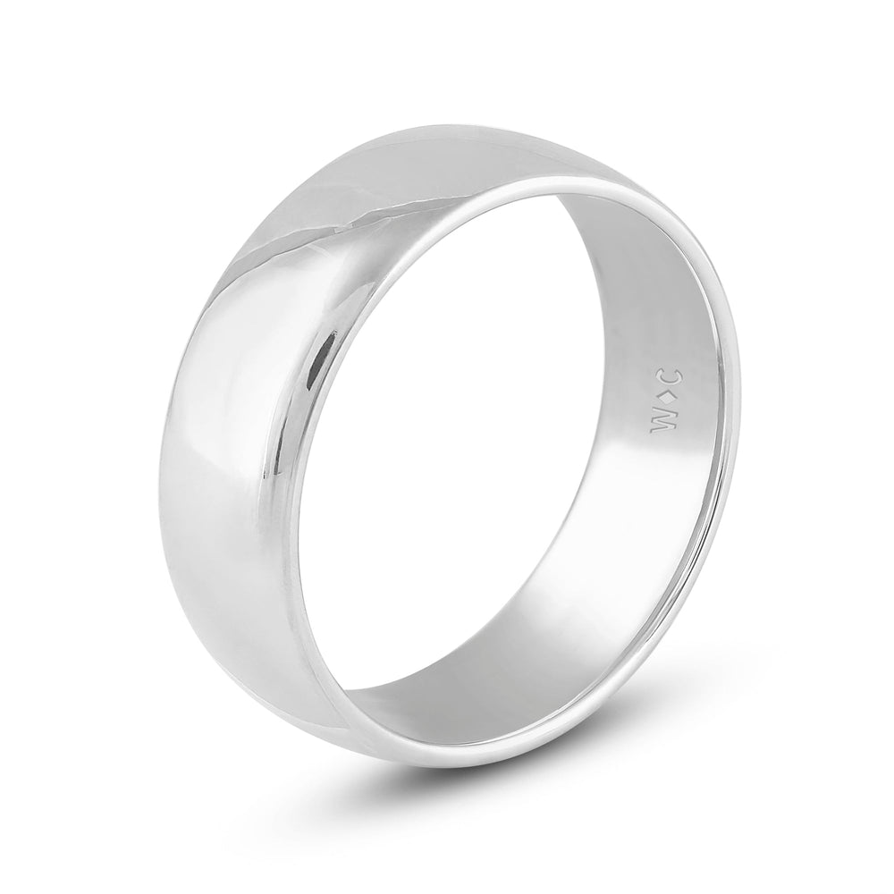 Men's Low Dome Comfort Fit Band with 18KT White Gold / 7 Cut Diamond in 14KT White Gold / 7 view 5
