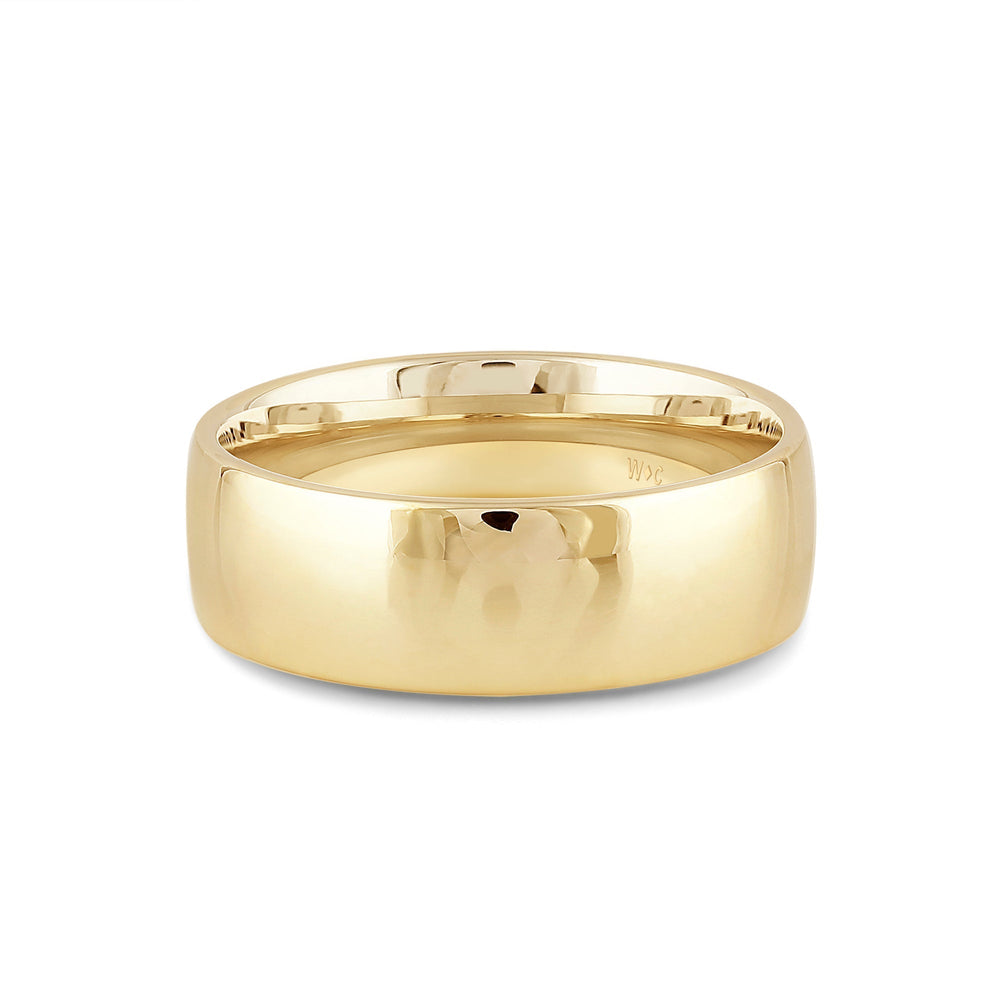 Men's Low Dome Comfort Fit Band with 18KT Yellow Gold / 7 Cut Diamond in 14KT Yellow Gold / 7 view 1
