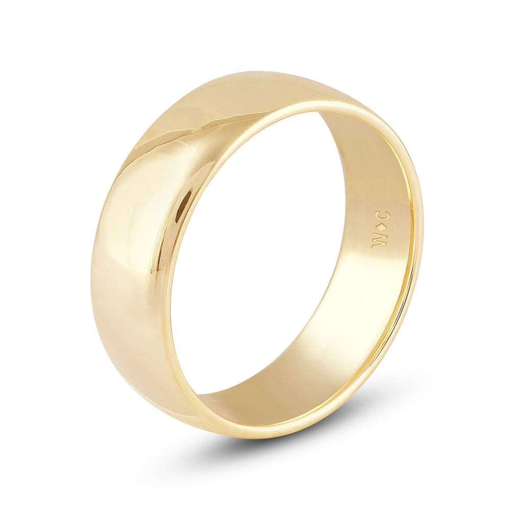 Men's Low Dome Comfort Fit Band with 18KT Yellow Gold / 7 Cut Diamond in 14KT Yellow Gold / 7 view 5
