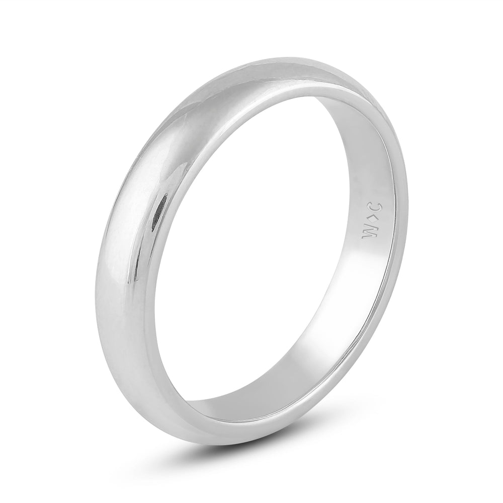 Men's High Dome Comfort Fit Band with 18KT White Gold / 4 Cut Diamond in 14KT White Gold / 4 view 4
