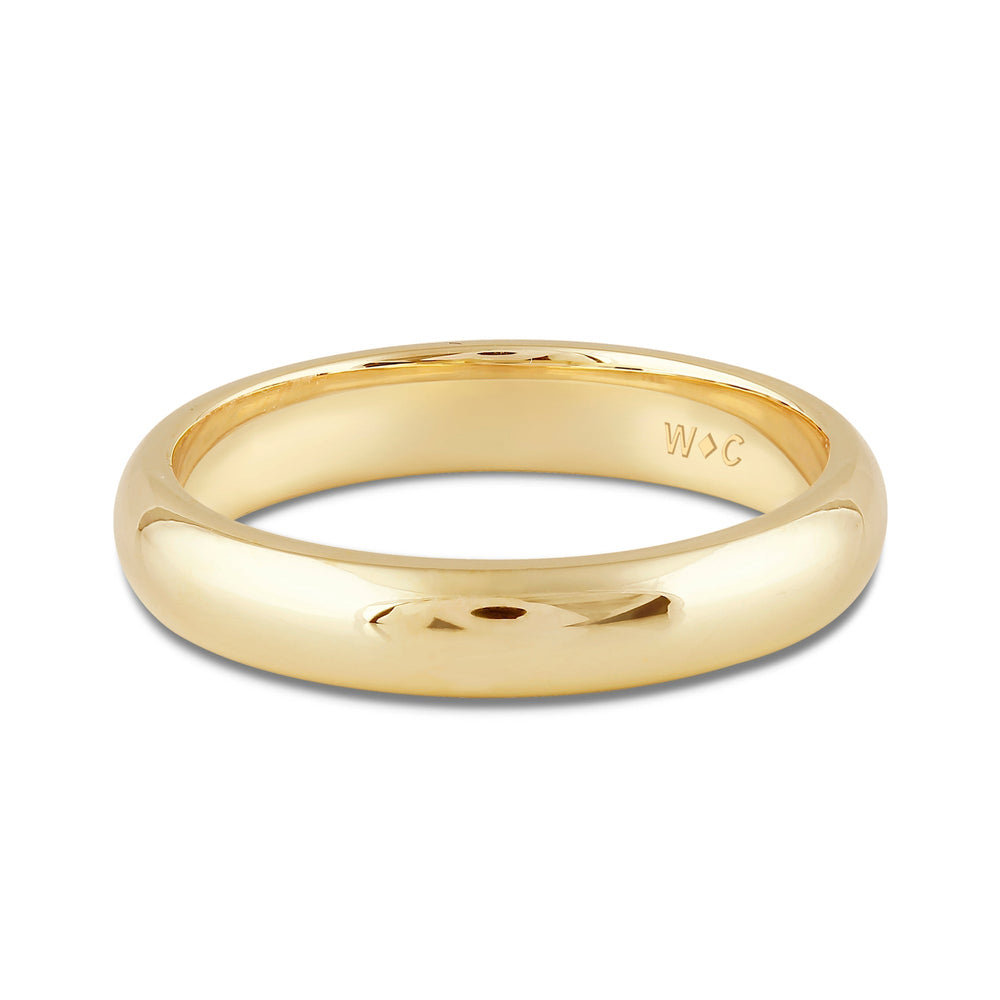 Men's High Dome Comfort Fit Band with 18KT Yellow Gold / 4 Cut Diamond in 14KT Yellow Gold / 4 view 1
