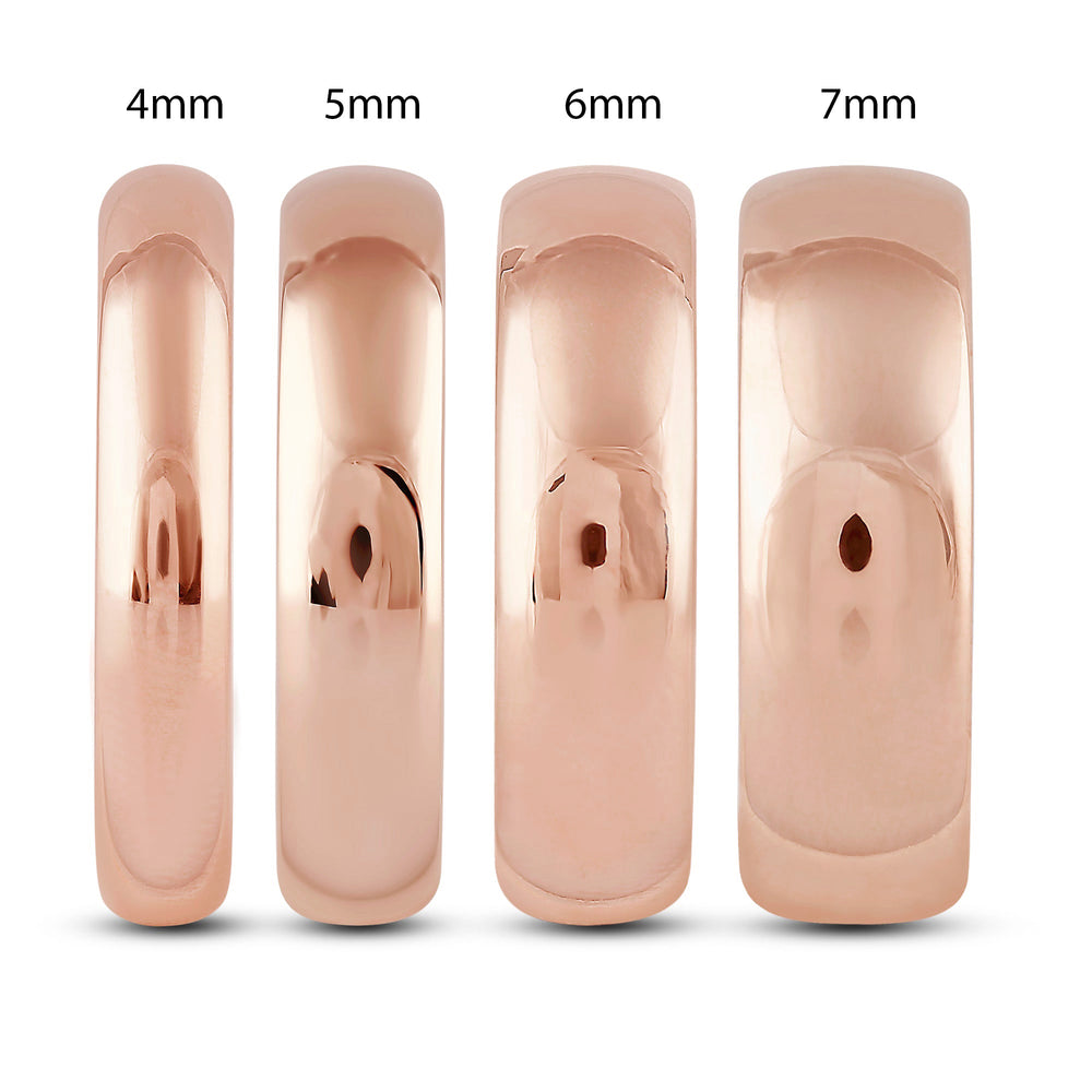 Men's High Dome Comfort Fit Band with 18KT Rose Gold / 4 Cut Diamond in 14KT Rose Gold / 4 view 5
