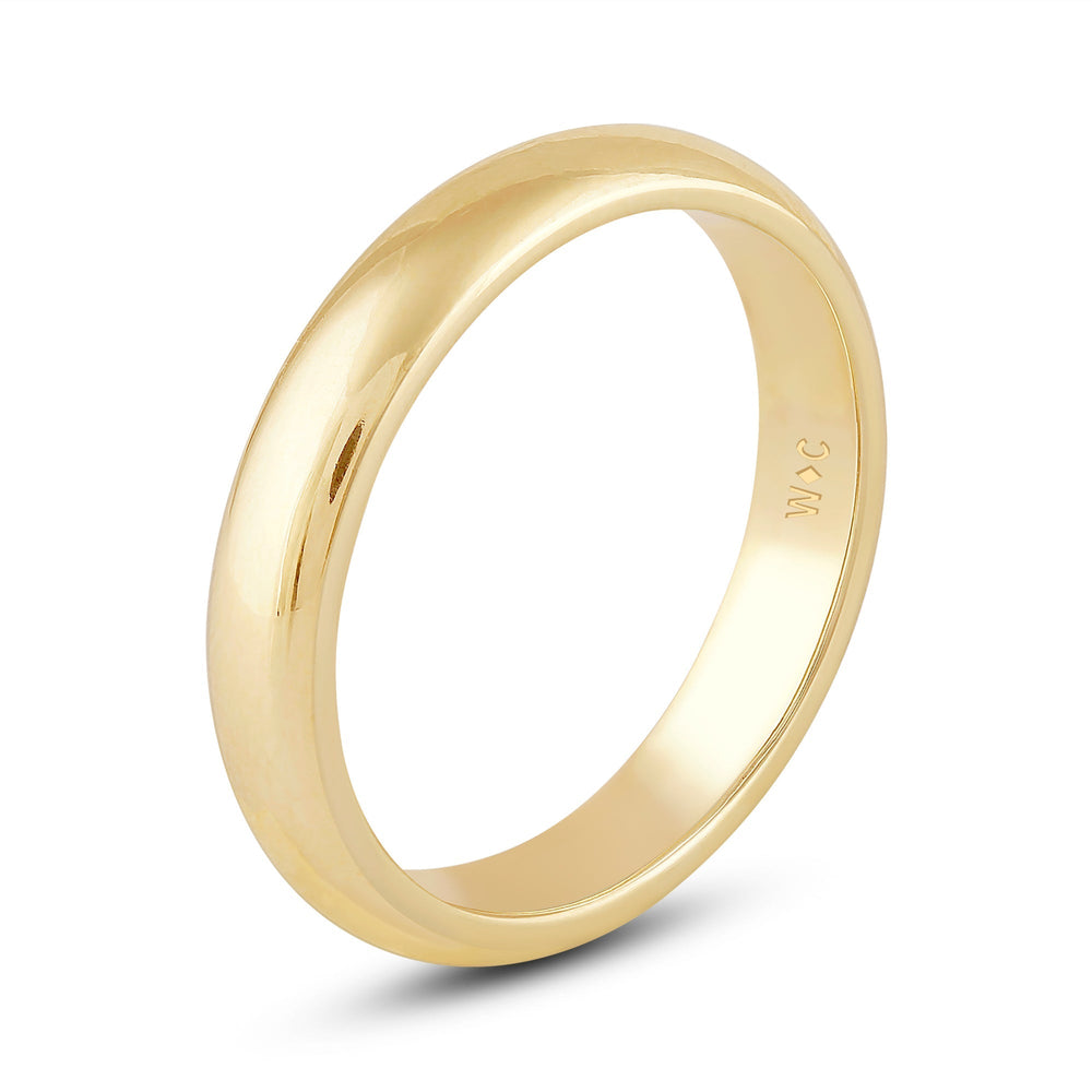 Men's High Dome Comfort Fit Band with 18KT Yellow Gold / 4 Cut Diamond in 14KT Yellow Gold / 4 view 4
