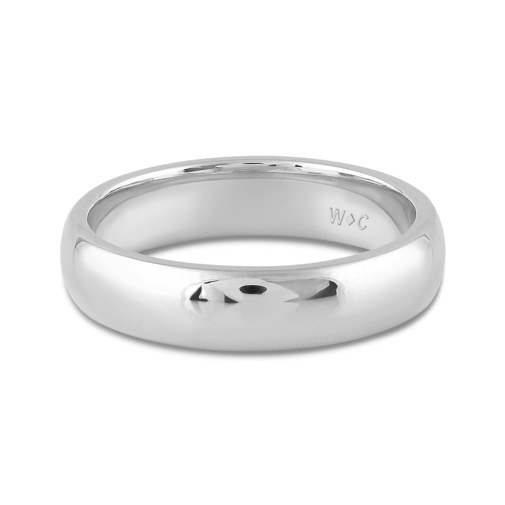 Men's High Dome Comfort Fit Band with 18KT White Gold / 5 Cut Diamond in 14KT White Gold / 5 view 1
