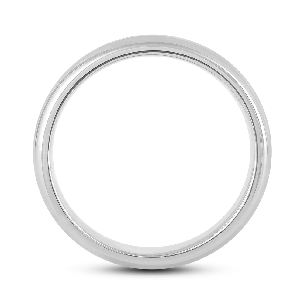 Men's High Dome Comfort Fit Band with 18KT White Gold / 5 Cut Diamond in 14KT White Gold / 5 view 2
