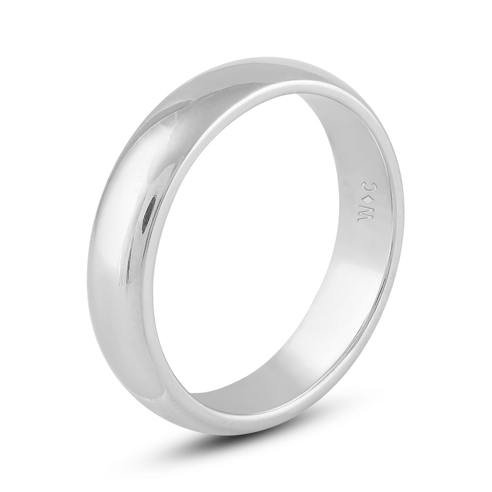 Men's High Dome Comfort Fit Band with 18KT White Gold / 5 Cut Diamond in 14KT White Gold / 5 view 4
