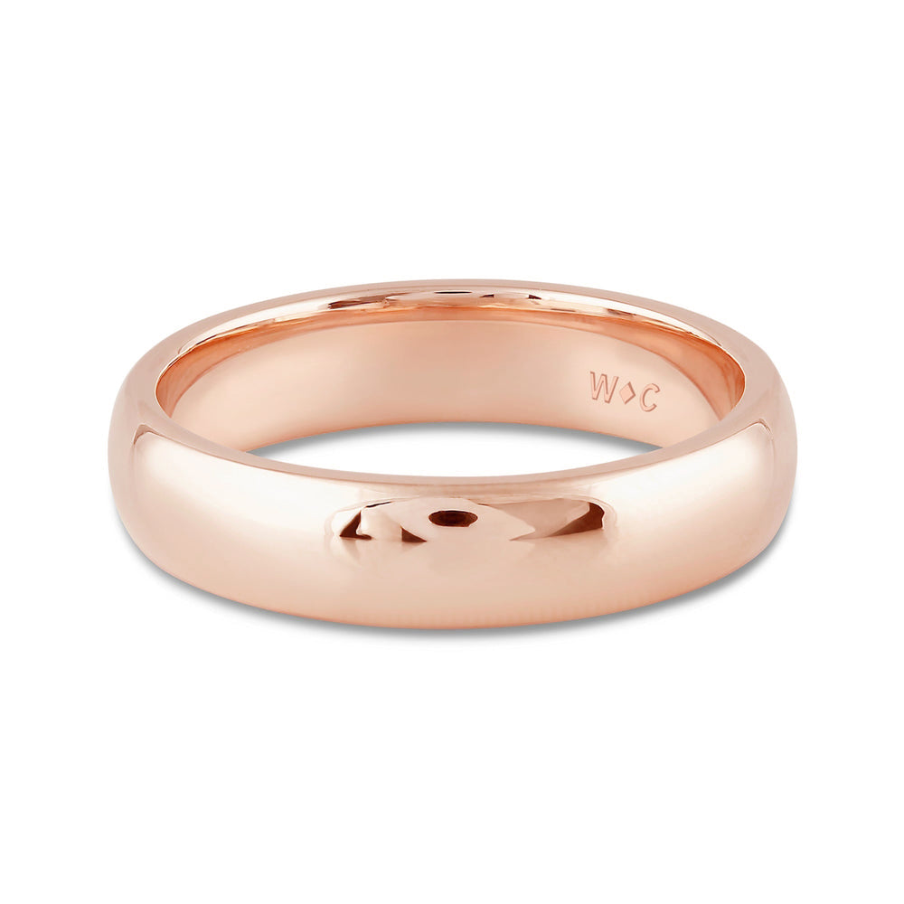 Men's High Dome Comfort Fit Band with 18KT Rose Gold / 5 Cut Diamond in 14KT Rose Gold / 5 view 1
