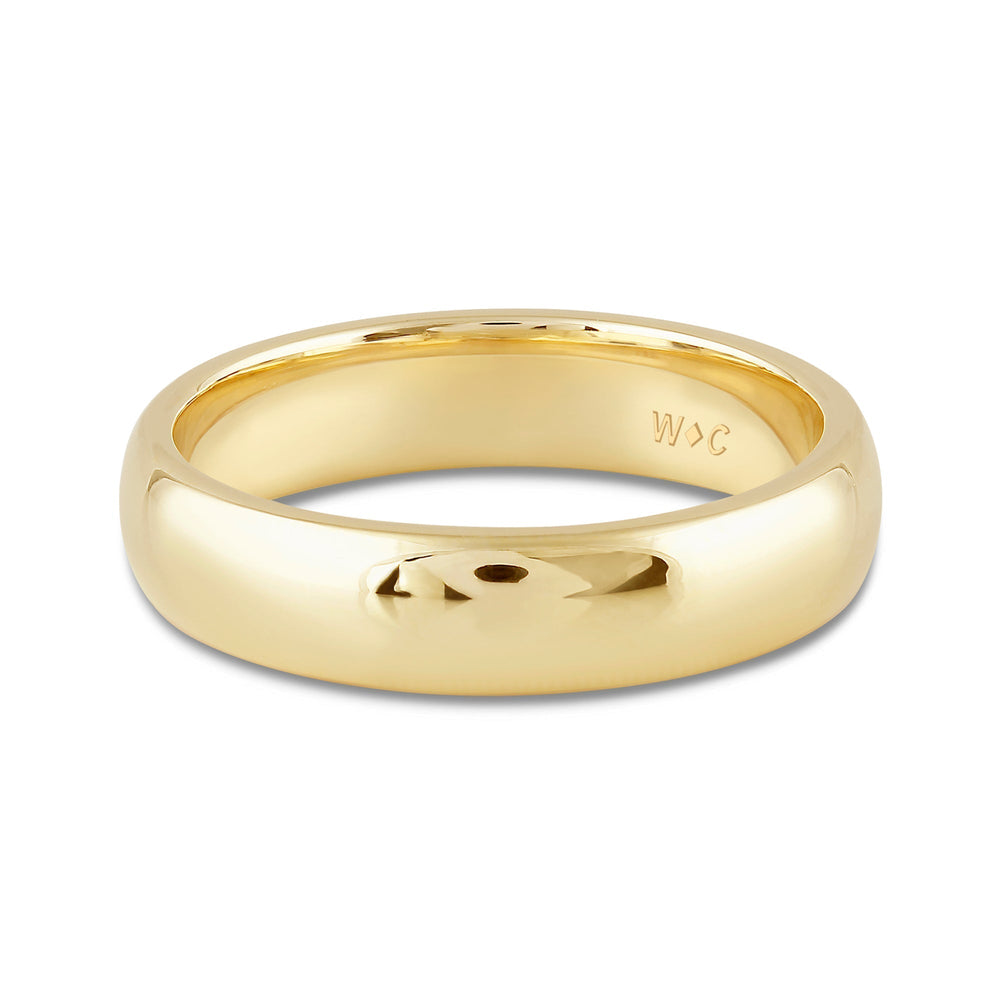 Men's High Dome Comfort Fit Band with 18KT Yellow Gold / 5 Cut Diamond in 14KT Yellow Gold / 5 view 1
