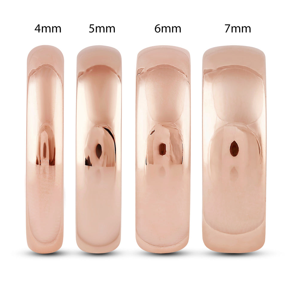 Men's High Dome Comfort Fit Band with 18KT Rose Gold / 5 Cut Diamond in 14KT Rose Gold / 5 view 5
