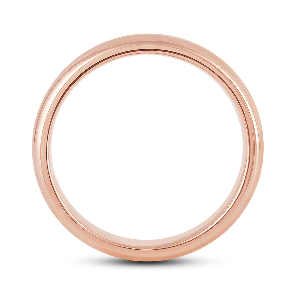 Men's High Dome Comfort Fit Band with 18KT Rose Gold / 5 Cut Diamond in 14KT Rose Gold / 5 view 2

