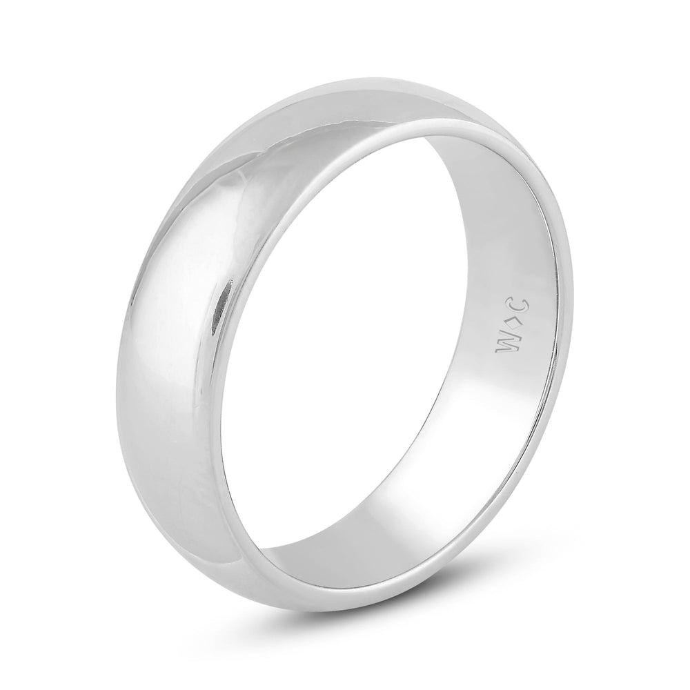 Men's High Dome Comfort Fit Band with 18KT White Gold / 6 Cut Diamond in 14KT White Gold / 6 view 4
