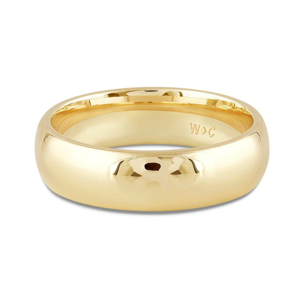 Men's High Dome Comfort Fit Band with 18KT Yellow Gold / 6 Cut Diamond in 14KT Yellow Gold / 6 view 1

