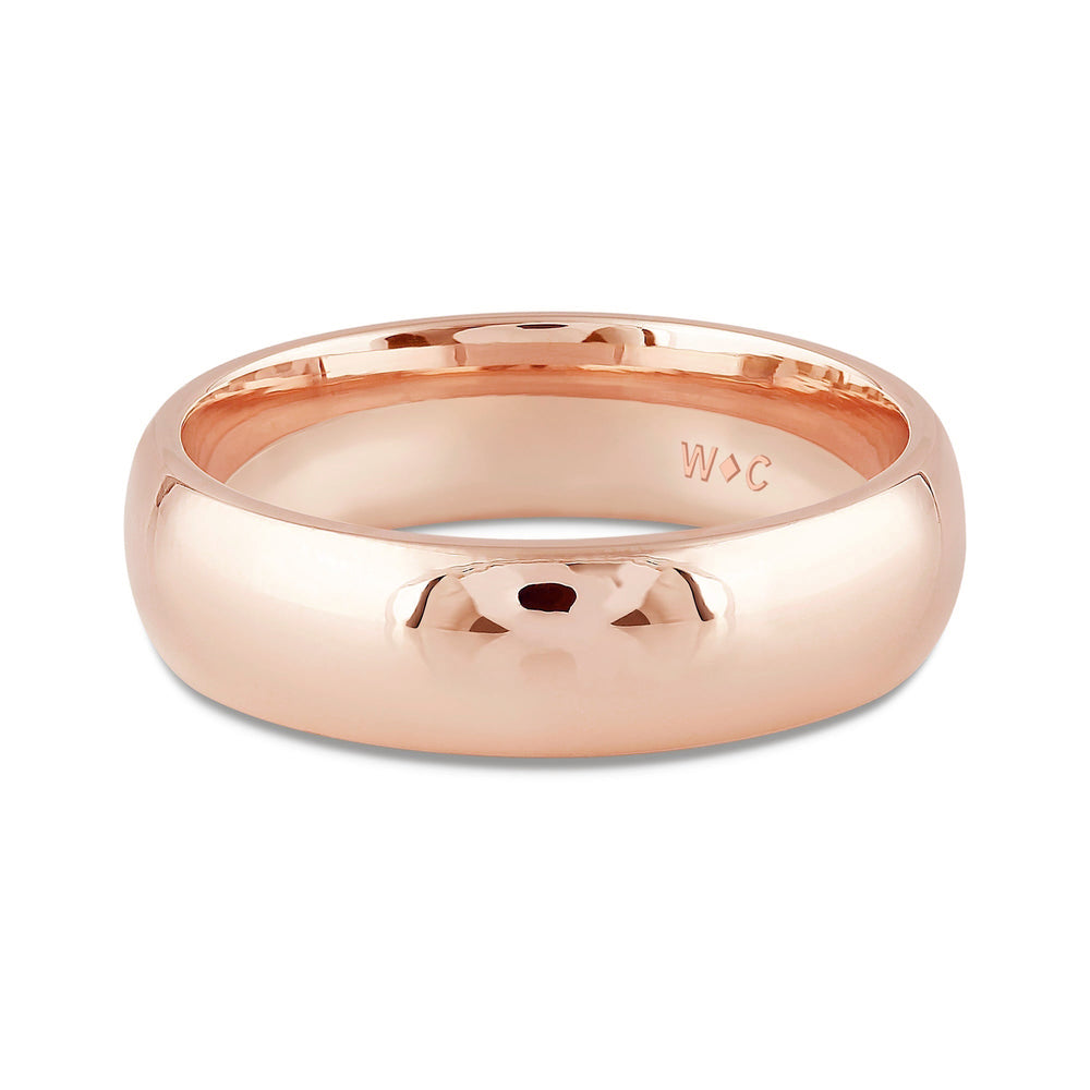 Men's High Dome Comfort Fit Band with 18KT Rose Gold / 6 Cut Diamond in 14KT Rose Gold / 6 view 1
