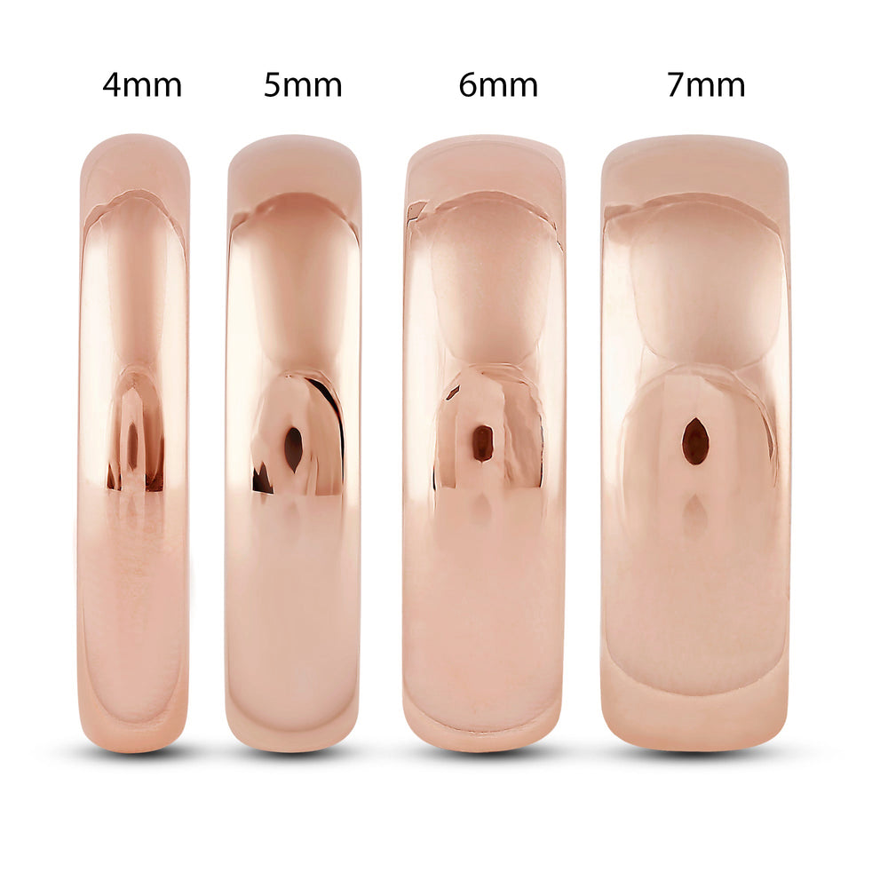Men's High Dome Comfort Fit Band with 18KT Rose Gold / 6 Cut Diamond in 14KT Rose Gold / 6 view 5
