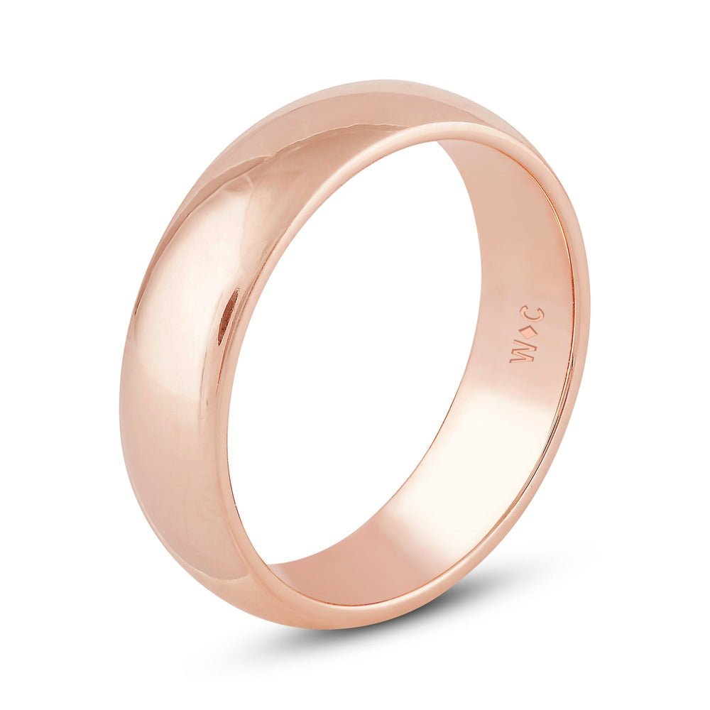 Men's High Dome Comfort Fit Band with 18KT Rose Gold / 6 Cut Diamond in 14KT Rose Gold / 6 view 4
