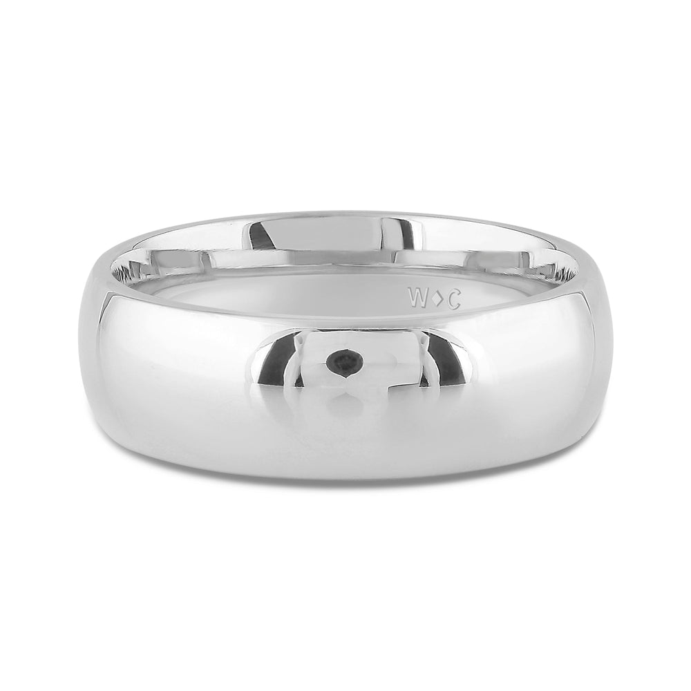 Men's High Dome Comfort Fit Band with 18KT White Gold / 7 Cut Diamond in 14KT White Gold / 7 view 1
