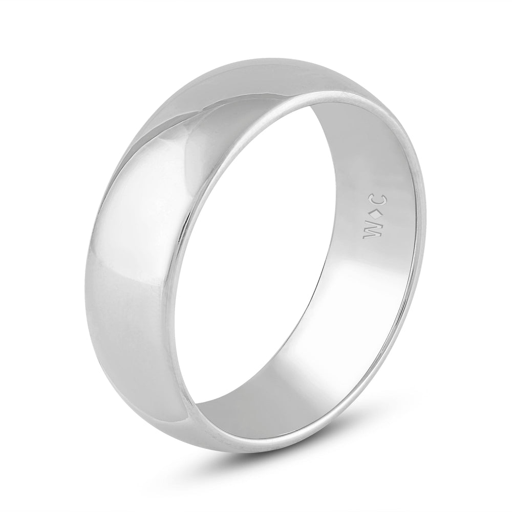 Men's High Dome Comfort Fit Band with 18KT White Gold / 7 Cut Diamond in 14KT White Gold / 7 view 4
