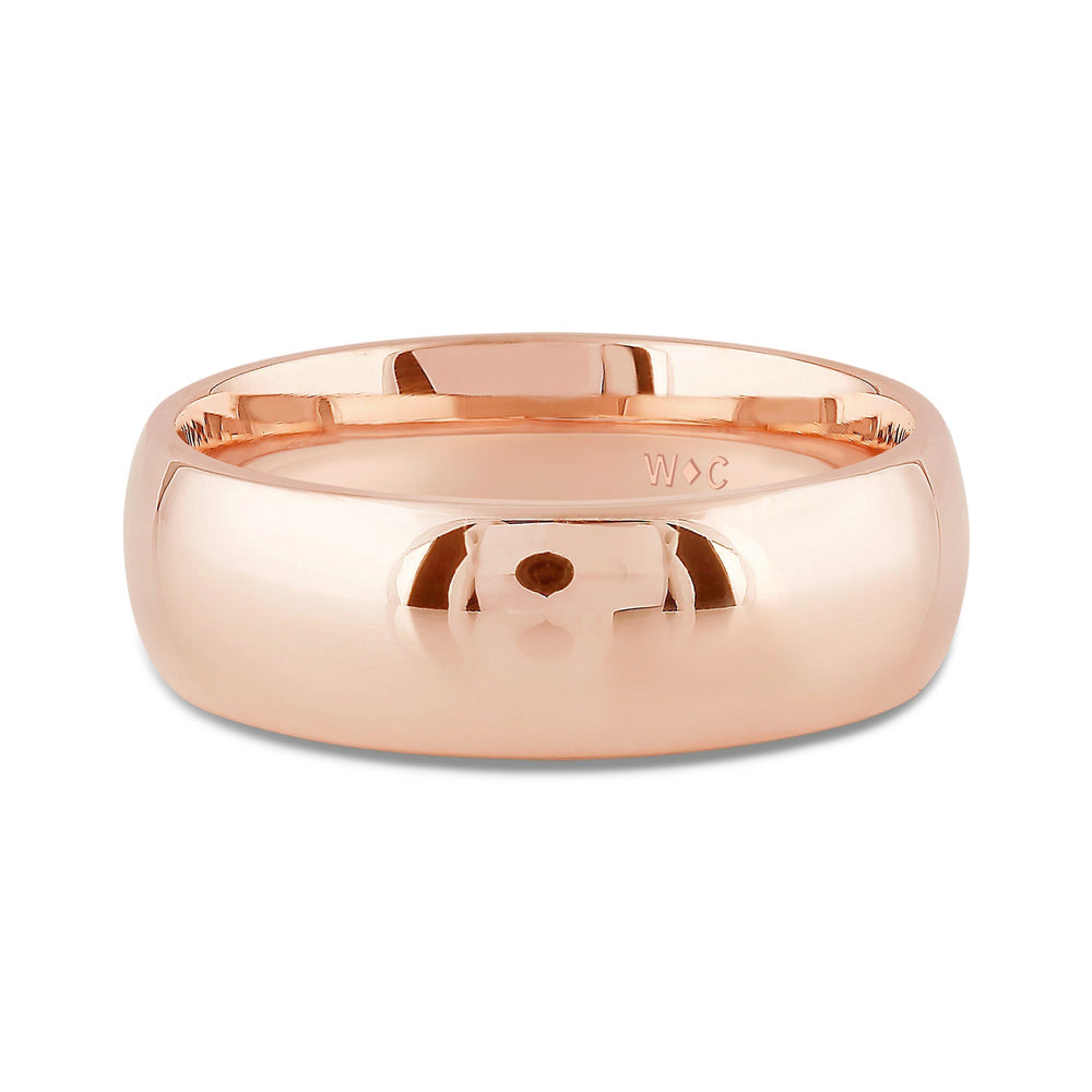 Men's High Dome Comfort Fit Band with 18KT Rose Gold / 7 Cut Diamond in 14KT Rose Gold / 7 view 1

